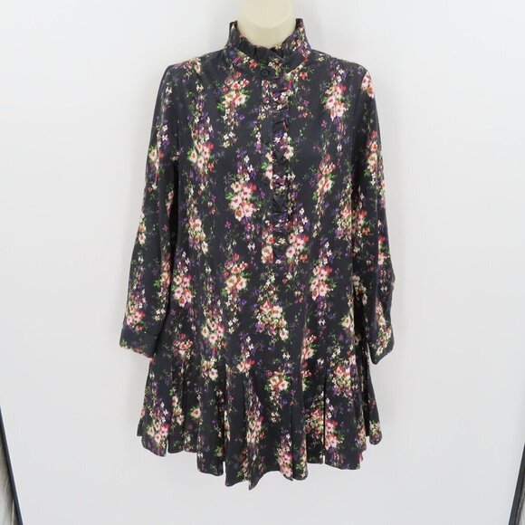 Tuckernuck Women Small Tate Onyx Falling Flowers Bouquet Dress Pleated Floral - Picture 9 of 10